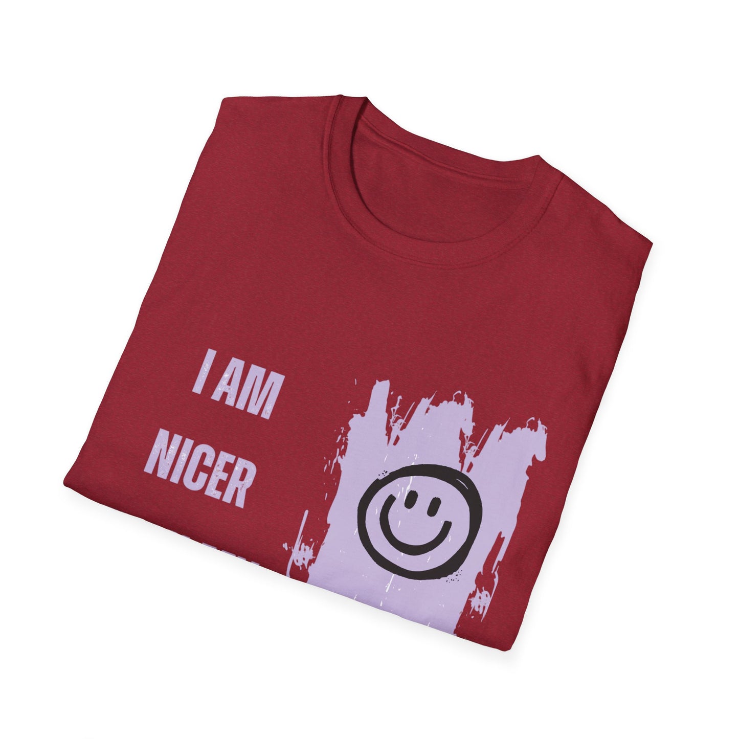 I Am Nicer Than My Face Unisex Softstyle T-Shirt - Fun & Positive Vibes for Everyday Wear