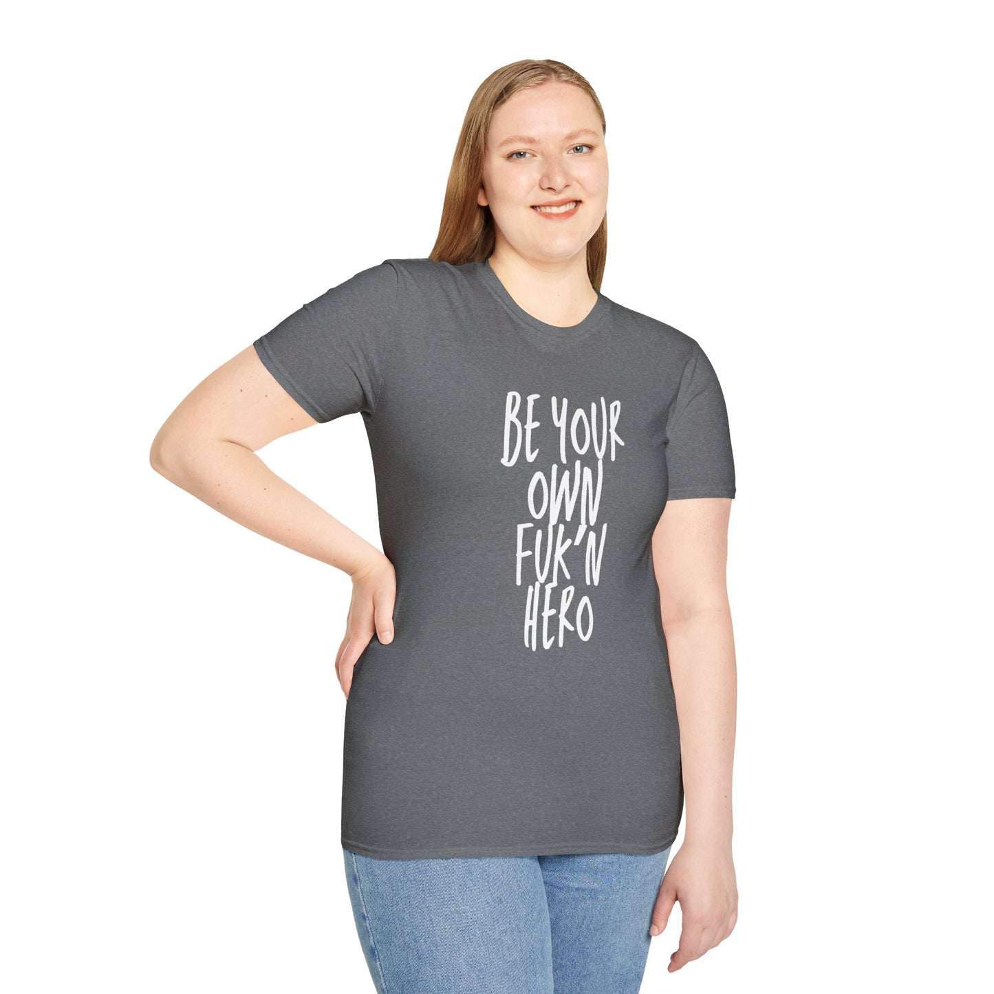 Be Your Own Hero Unisex Softstyle T-Shirt, Casual Graphic Tee, Comfortable Daily Wear, Great for Gifting, Perfect for Holidays