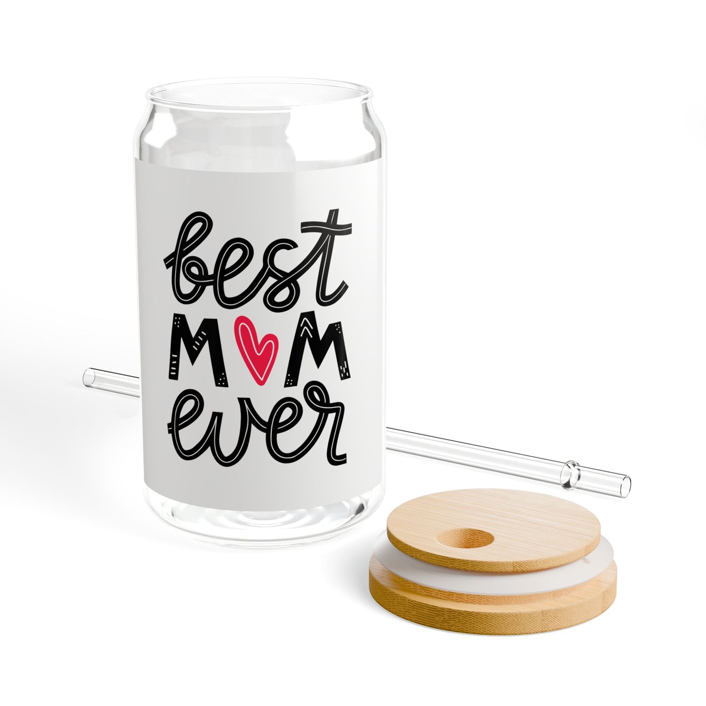 Best Mom Ever Sipper Glass, 16oz - Stylish and Eco-Friendly Drinkware for Moms
