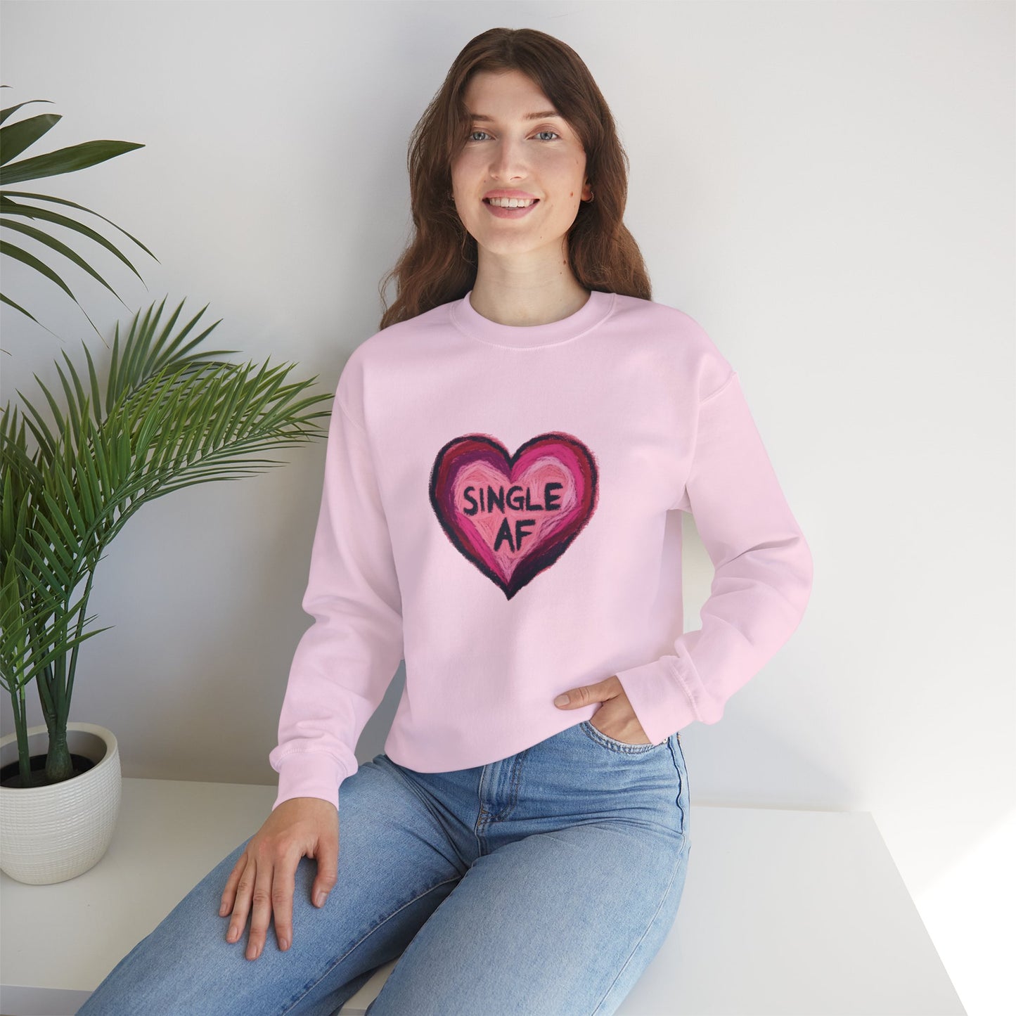 Single AF Heart Sweatshirt - Unisex Heavy Blend™ Crewneck