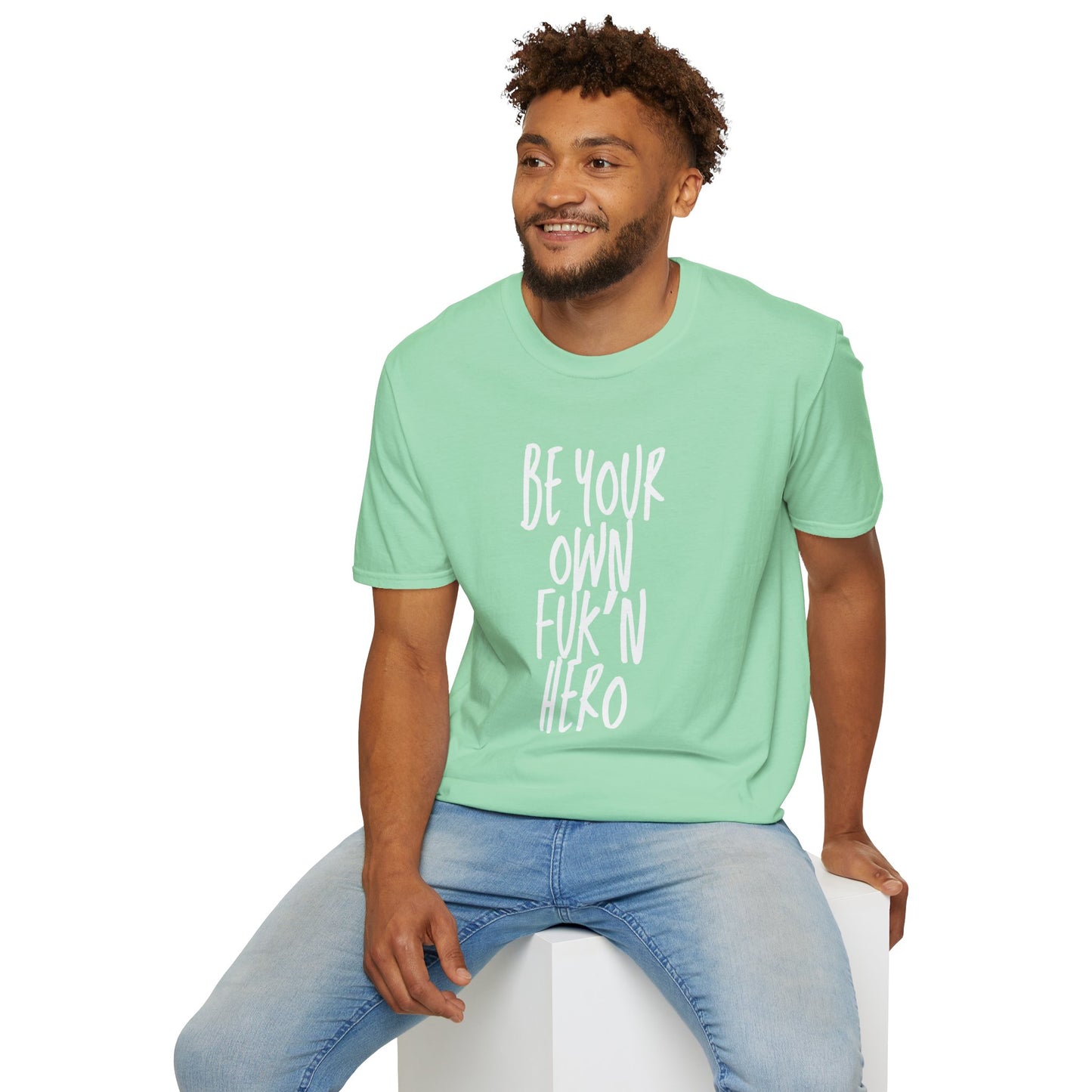 Be Your Own Hero Unisex Softstyle T-Shirt, Casual Graphic Tee, Comfortable Daily Wear, Great for Gifting, Perfect for Holidays