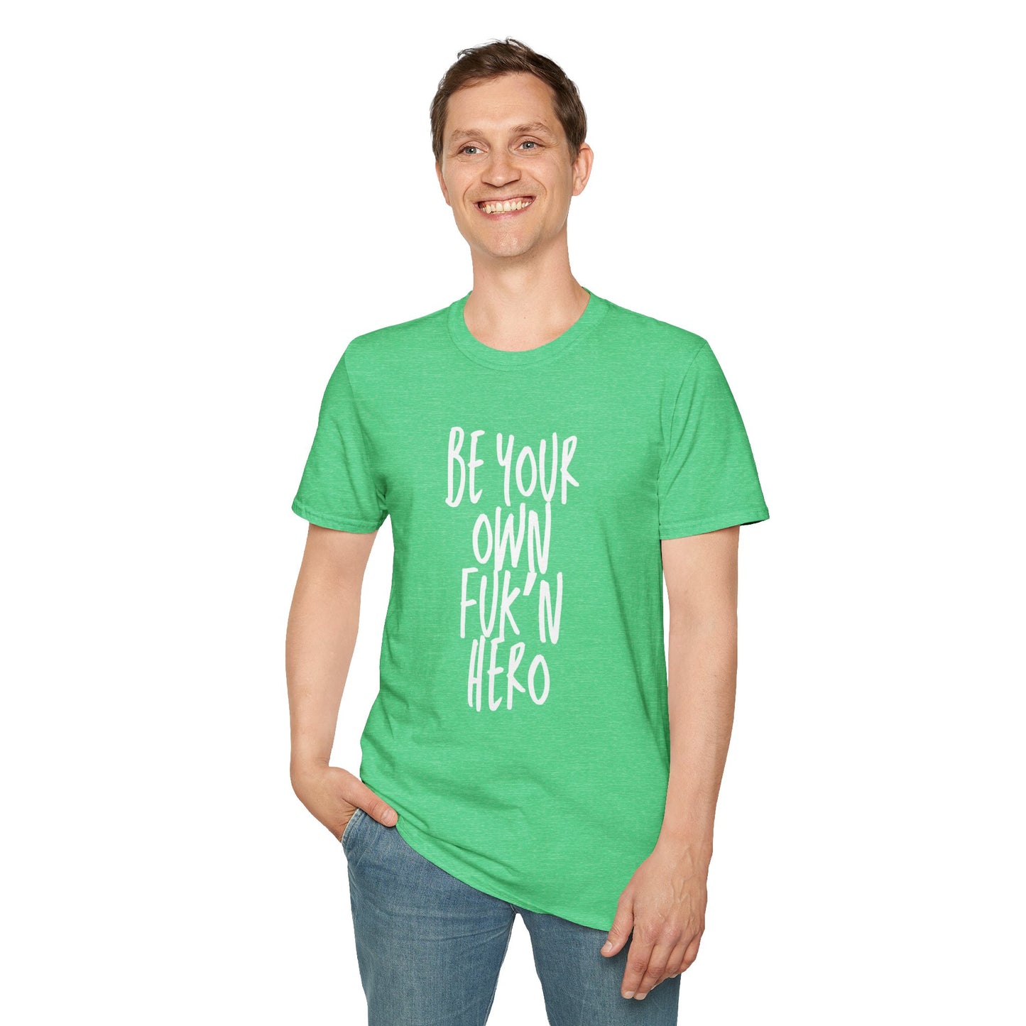 Be Your Own Hero Unisex Softstyle T-Shirt, Casual Graphic Tee, Comfortable Daily Wear, Great for Gifting, Perfect for Holidays