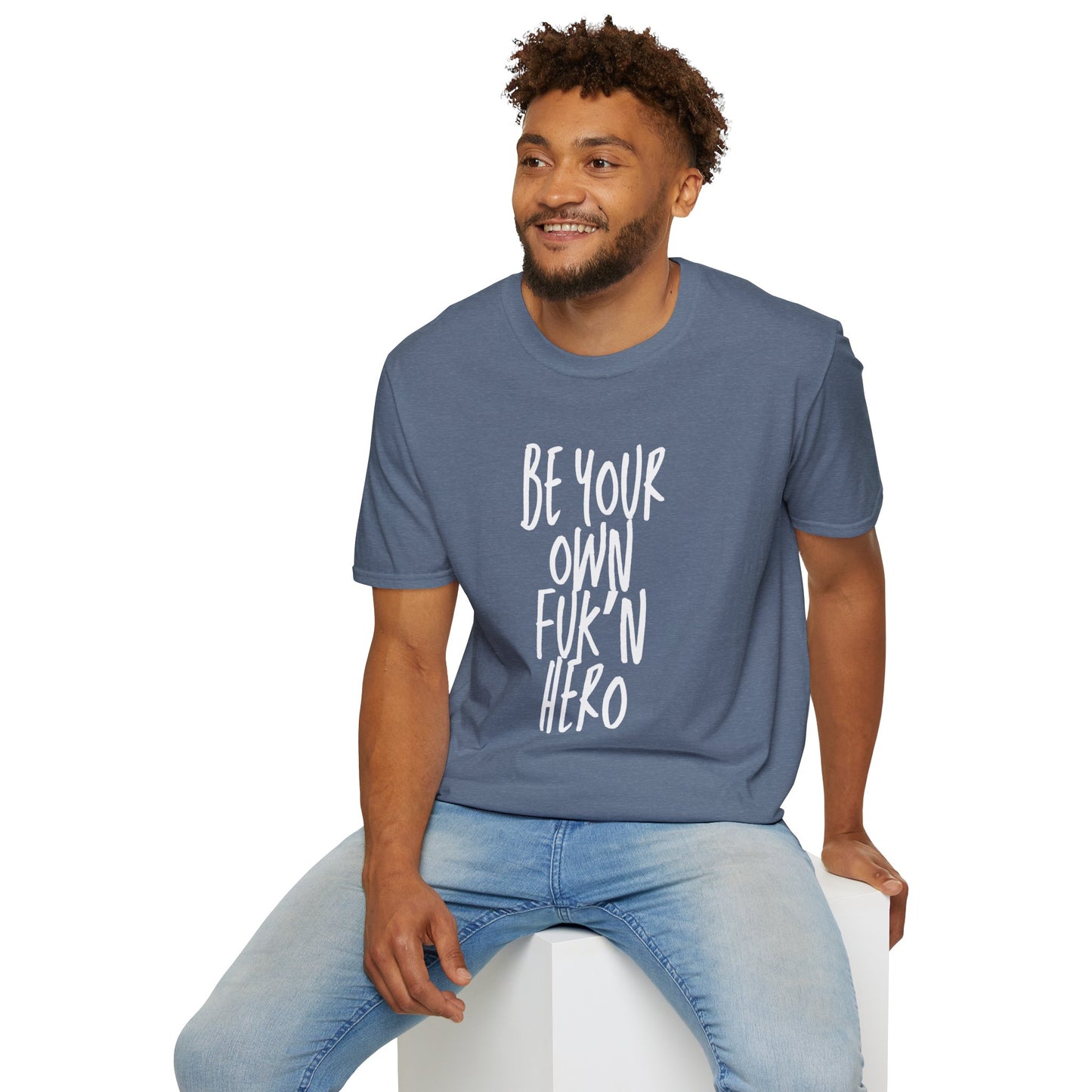Be Your Own Hero Unisex Softstyle T-Shirt, Casual Graphic Tee, Comfortable Daily Wear, Great for Gifting, Perfect for Holidays