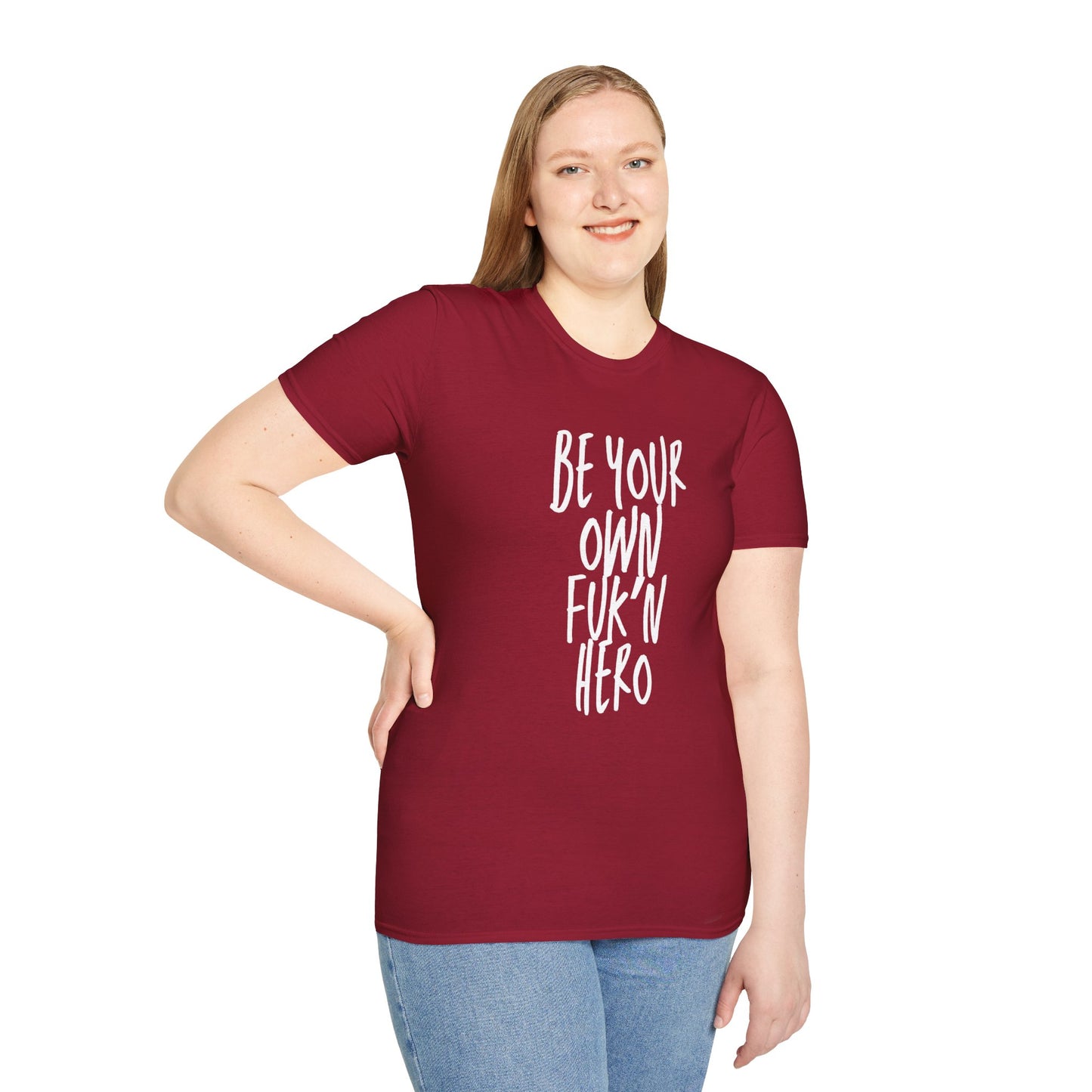 Be Your Own Hero Unisex Softstyle T-Shirt, Casual Graphic Tee, Comfortable Daily Wear, Great for Gifting, Perfect for Holidays