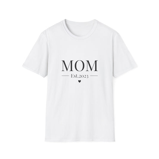 Mom Est. 2023 Unisex T-Shirt - Softstyle Tee for New Moms