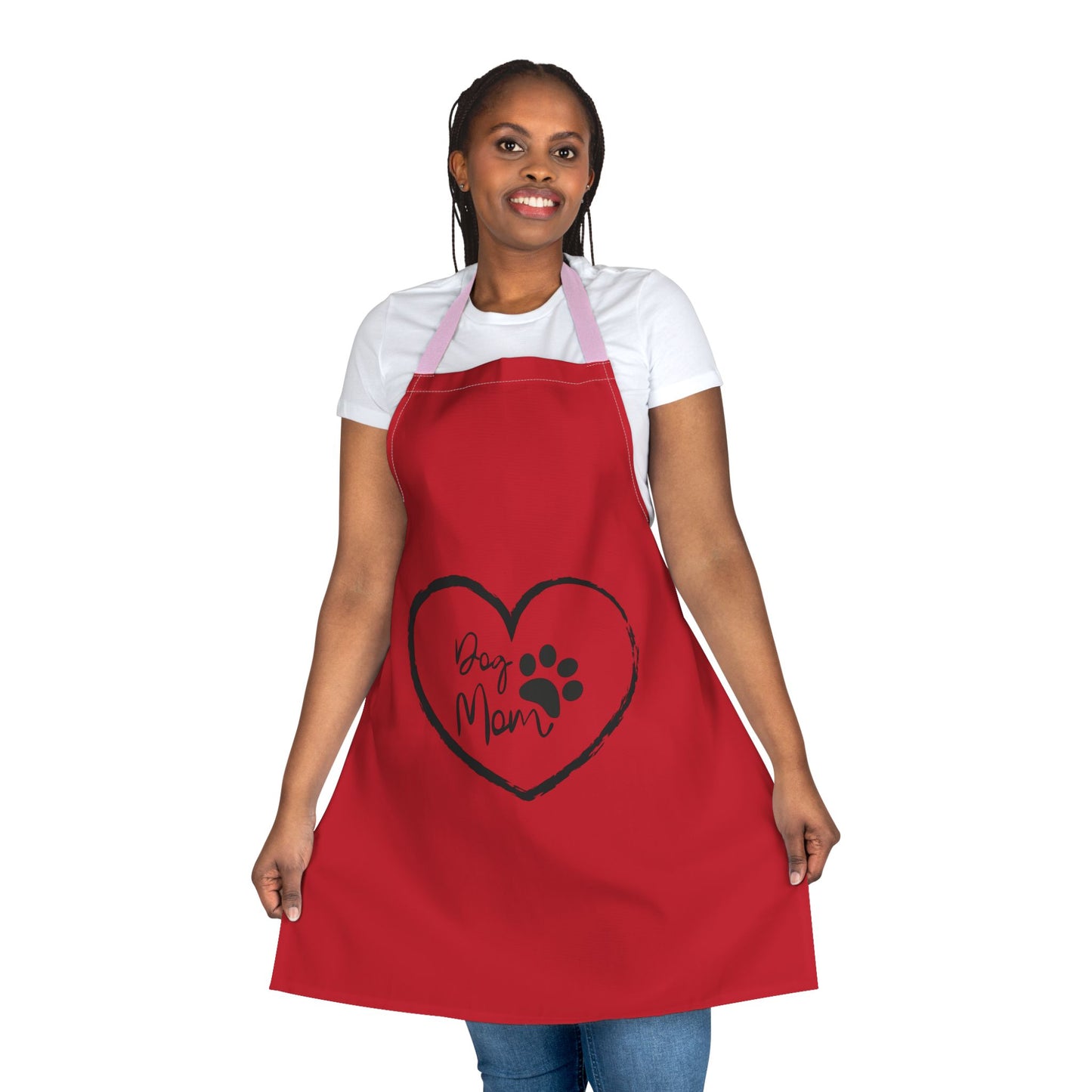 Dog Mom Apron - Stylish Red Apron with 5-Color Straps for Pet Lovers