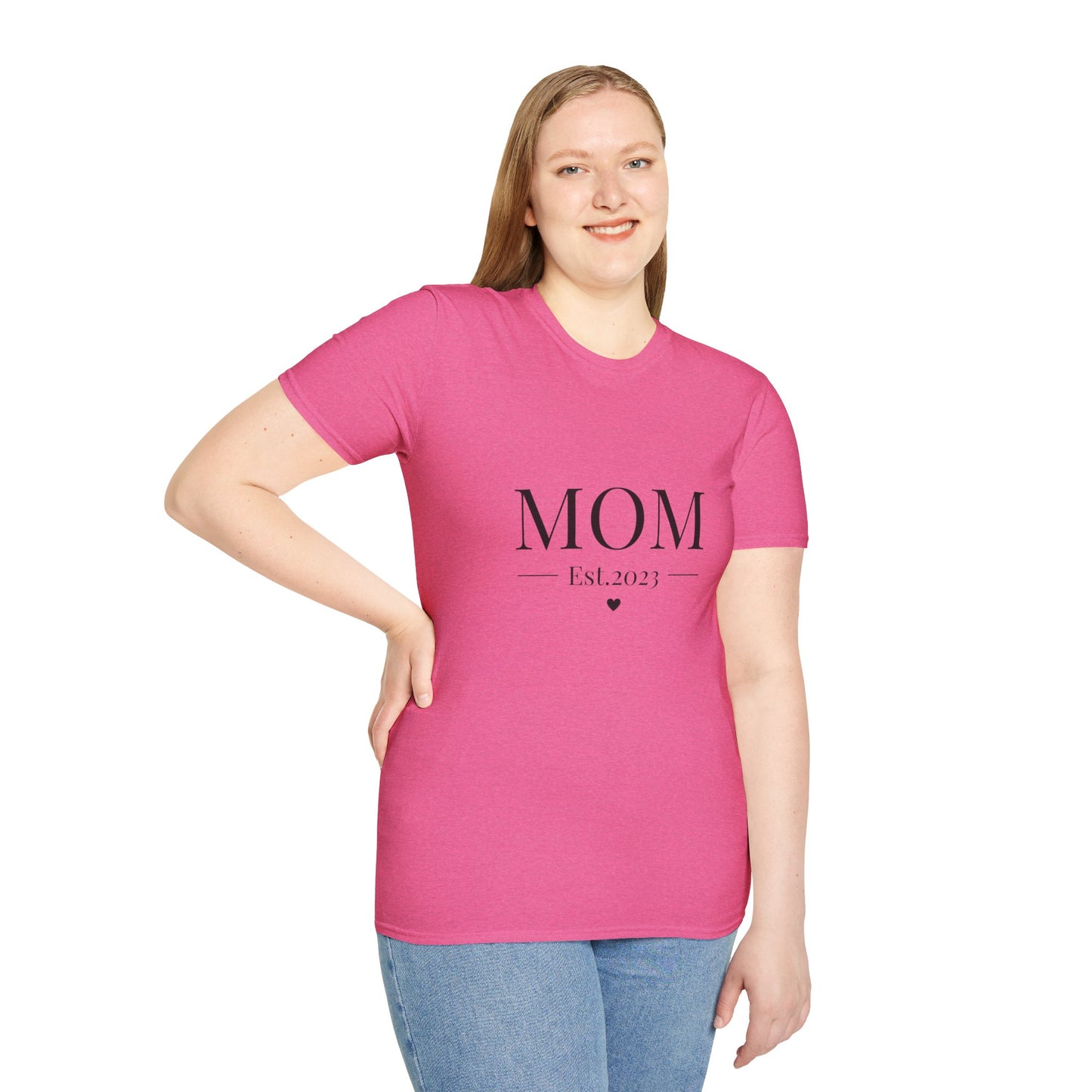 Mom Est. 2023 Unisex T-Shirt - Softstyle Tee for New Moms
