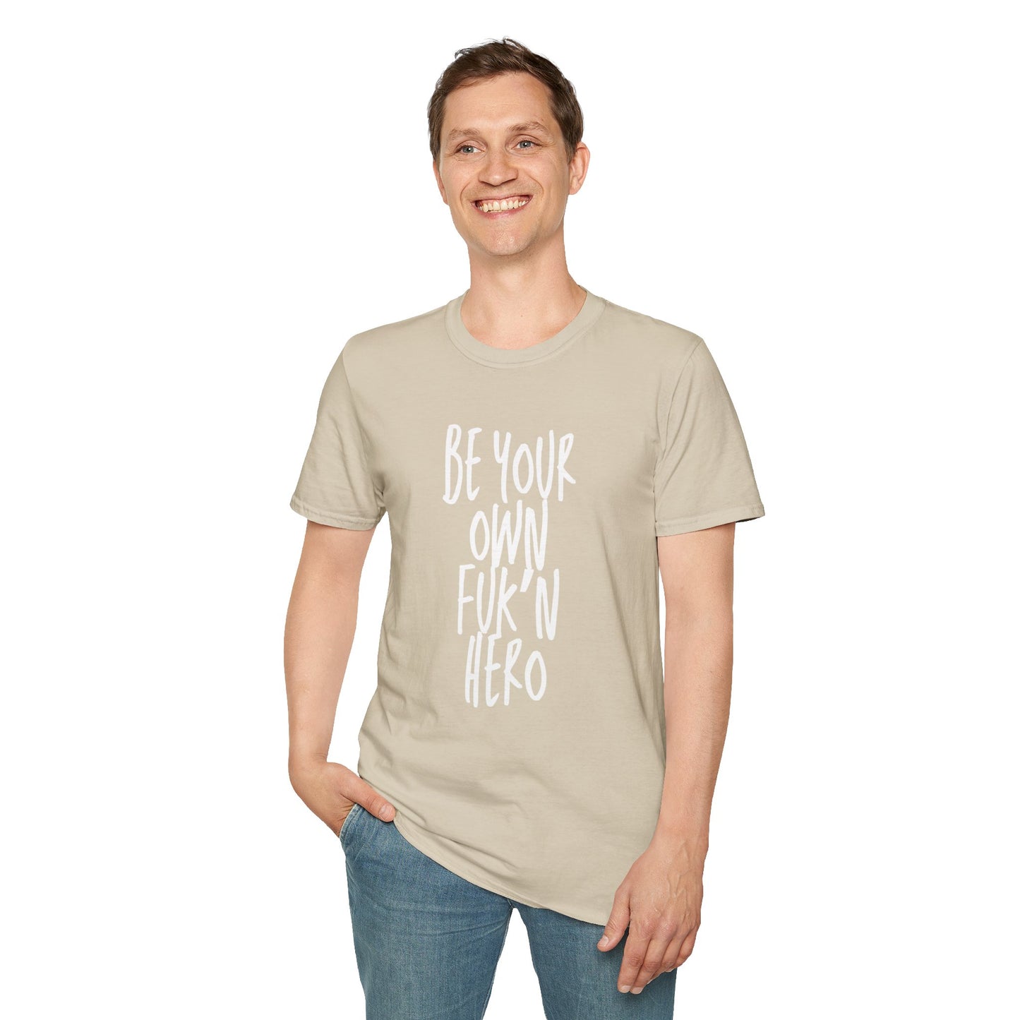 Be Your Own Hero Unisex Softstyle T-Shirt, Casual Graphic Tee, Comfortable Daily Wear, Great for Gifting, Perfect for Holidays