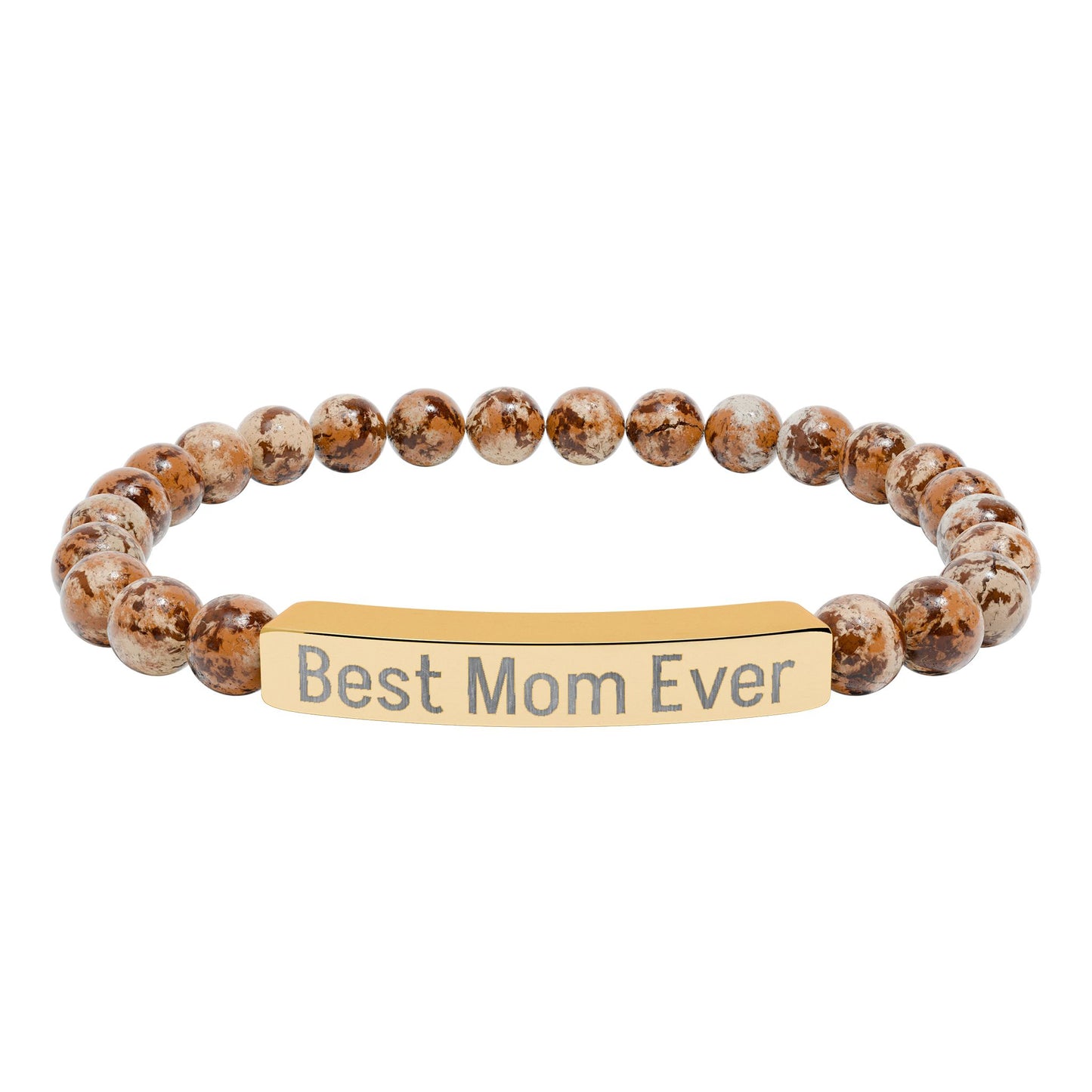 Natural Stone Stretch Bar Bracelet Personalize (Engraving) Mother's Day