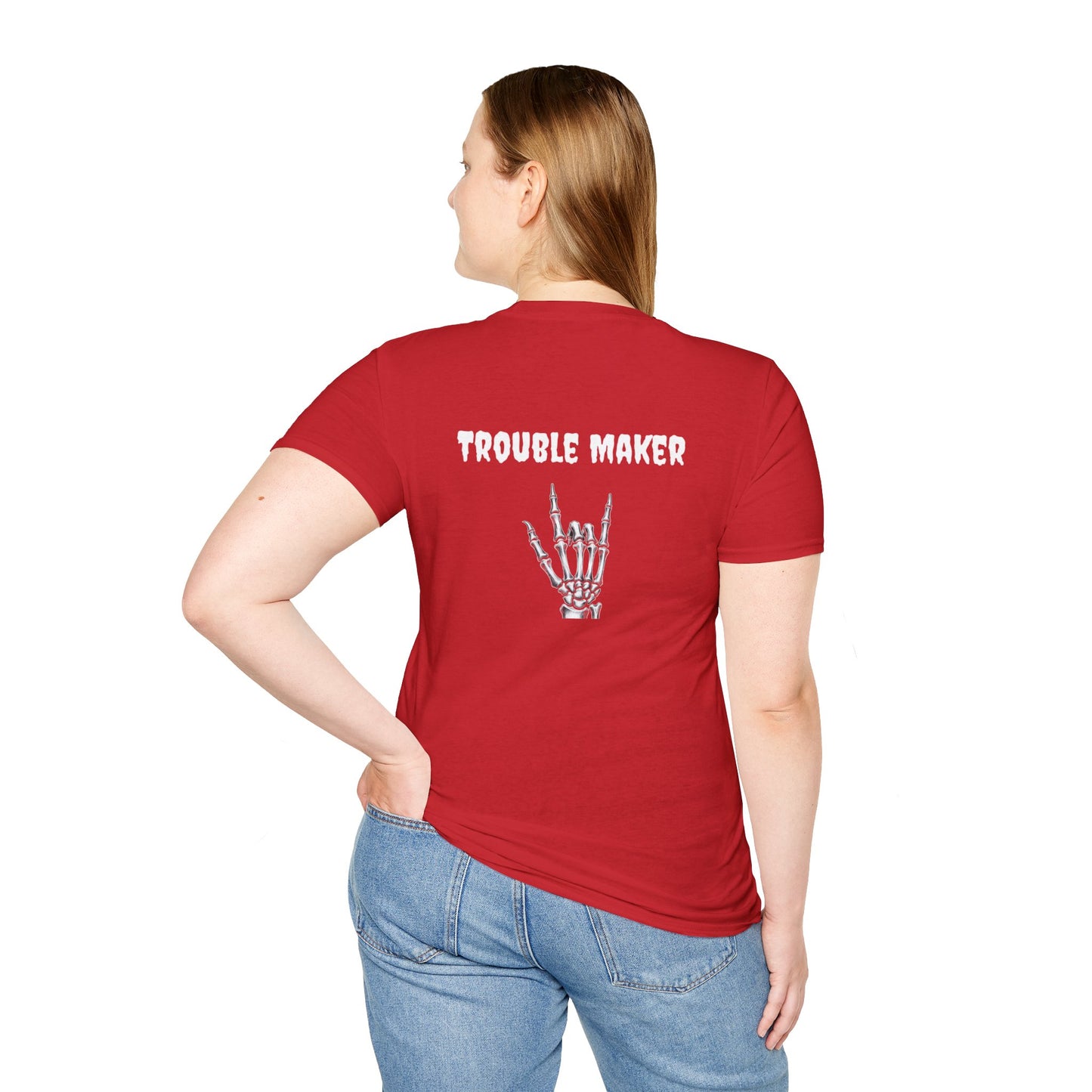 Trouble Maker Skeleton Hands Unisex Softstyle T-Shirt | Graphic Tee for Music Lovers, Gift for Concert Goers, Casual Wear, Halloween Top, [...]