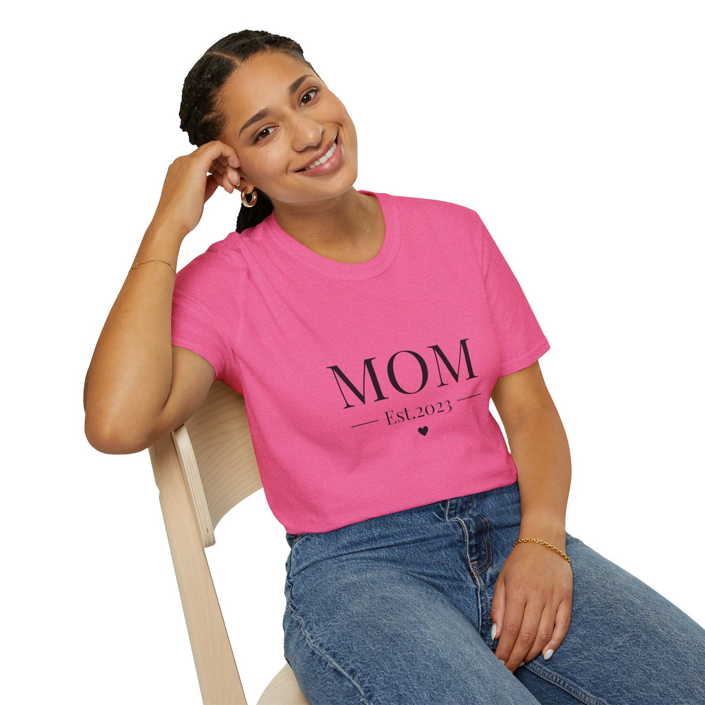 Mom Est. 2023 Unisex T-Shirt - Softstyle Tee for New Moms