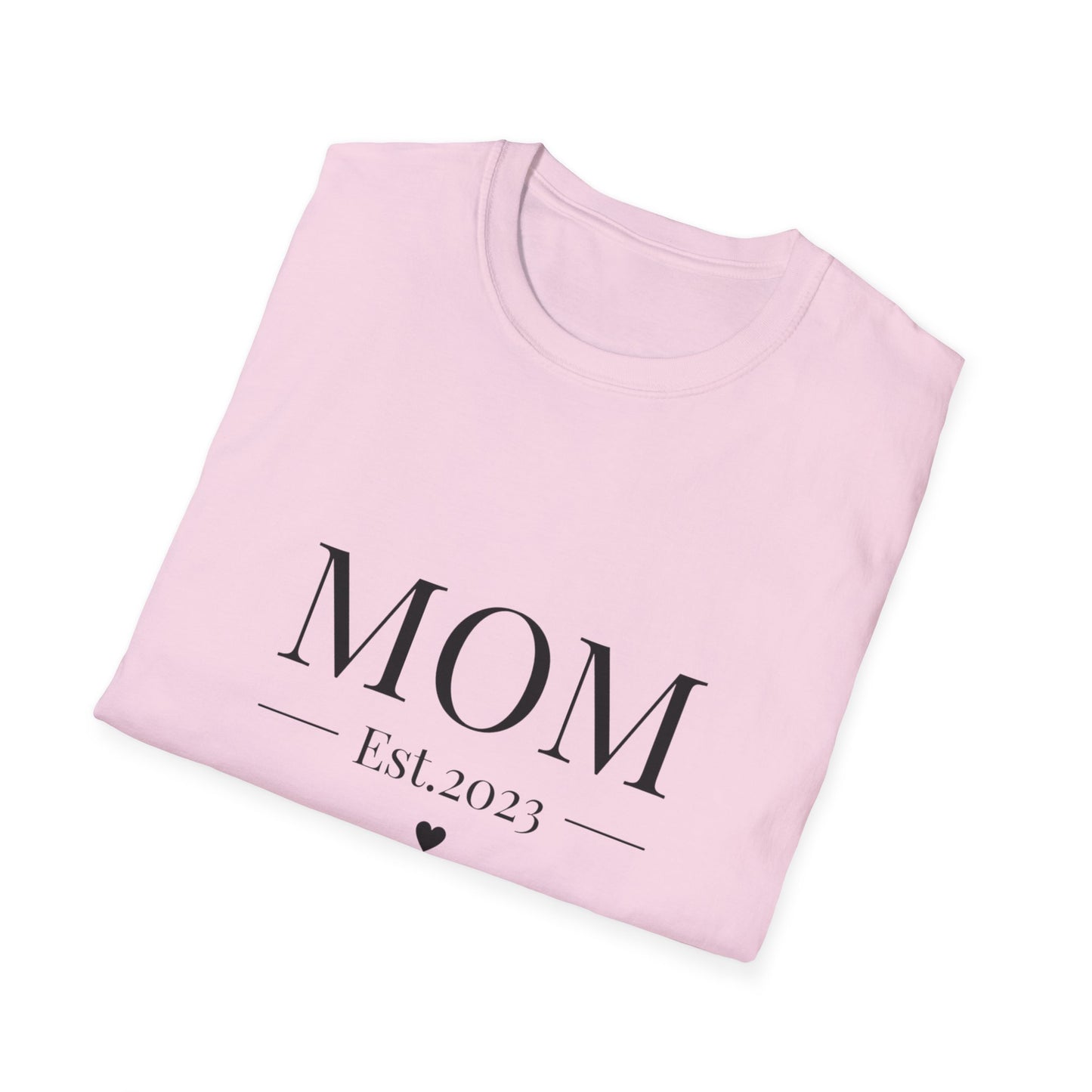Mom Est. 2023 Unisex T-Shirt - Softstyle Tee for New Moms