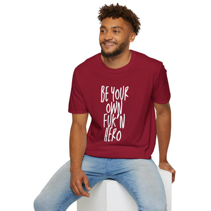 Be Your Own Hero Unisex Softstyle T-Shirt, Casual Graphic Tee, Comfortable Daily Wear, Great for Gifting, Perfect for Holidays
