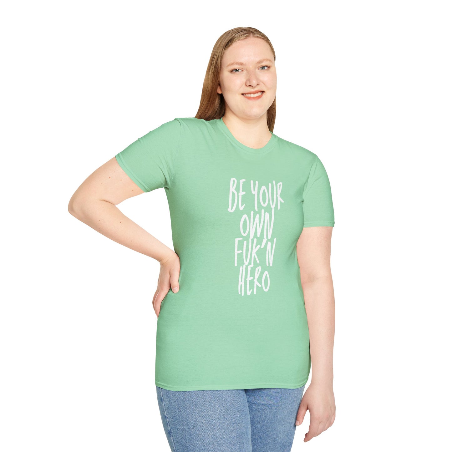 Be Your Own Hero Unisex Softstyle T-Shirt, Casual Graphic Tee, Comfortable Daily Wear, Great for Gifting, Perfect for Holidays
