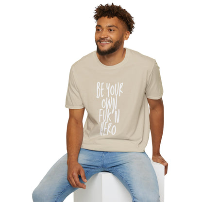 Be Your Own Hero Unisex Softstyle T-Shirt, Casual Graphic Tee, Comfortable Daily Wear, Great for Gifting, Perfect for Holidays