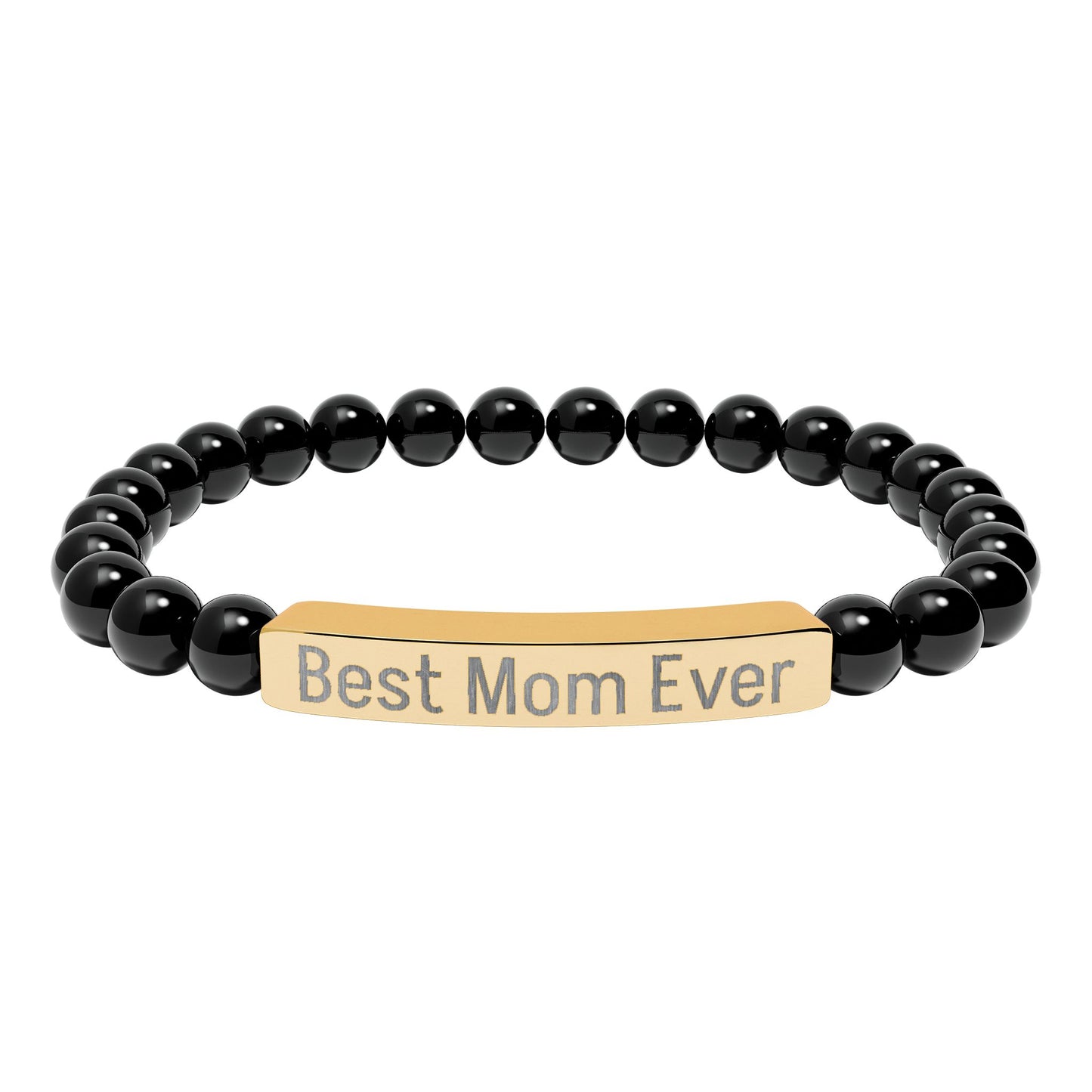 Natural Stone Stretch Bar Bracelet Personalize (Engraving) Mother's Day