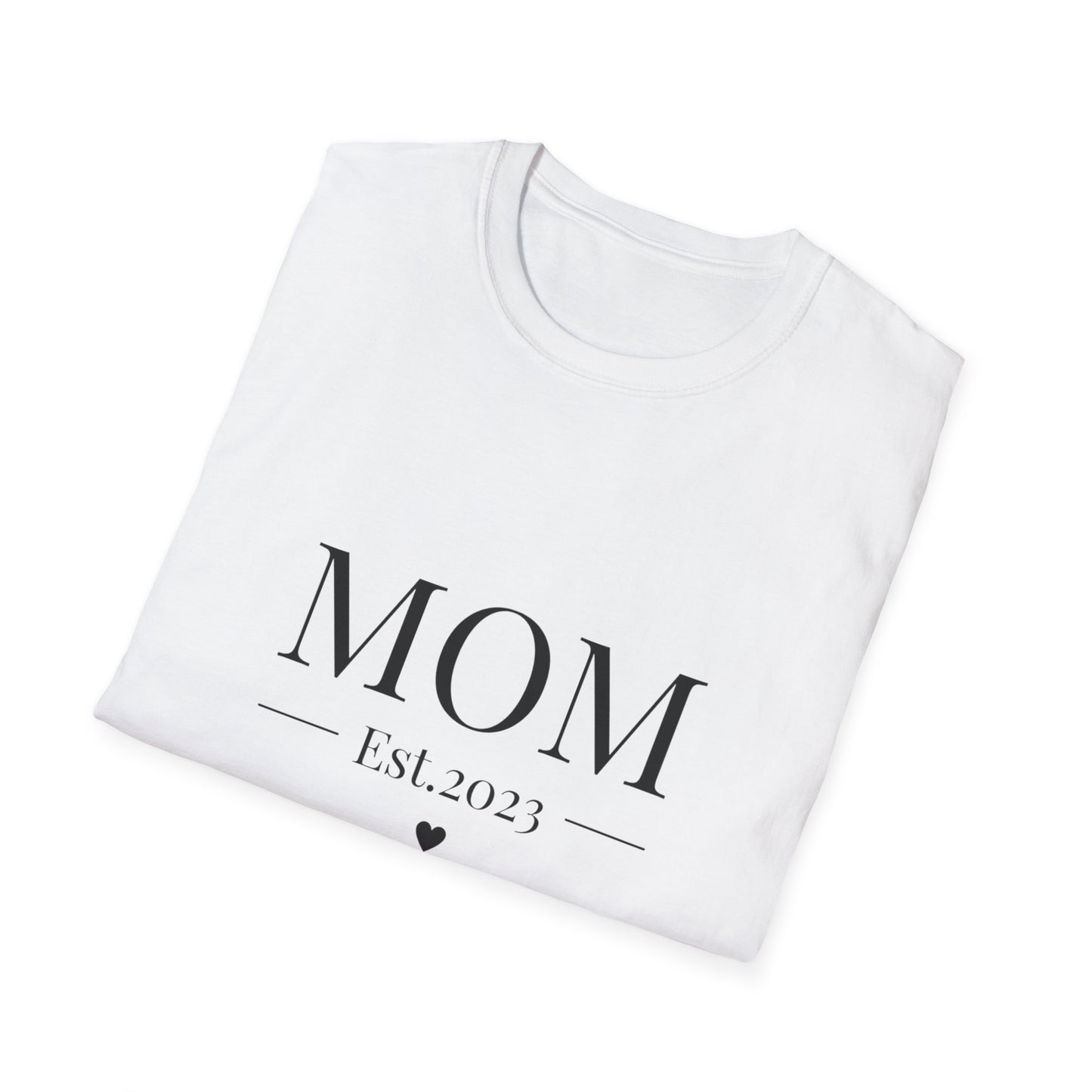 Mom Est. 2023 Unisex T-Shirt - Softstyle Tee for New Moms