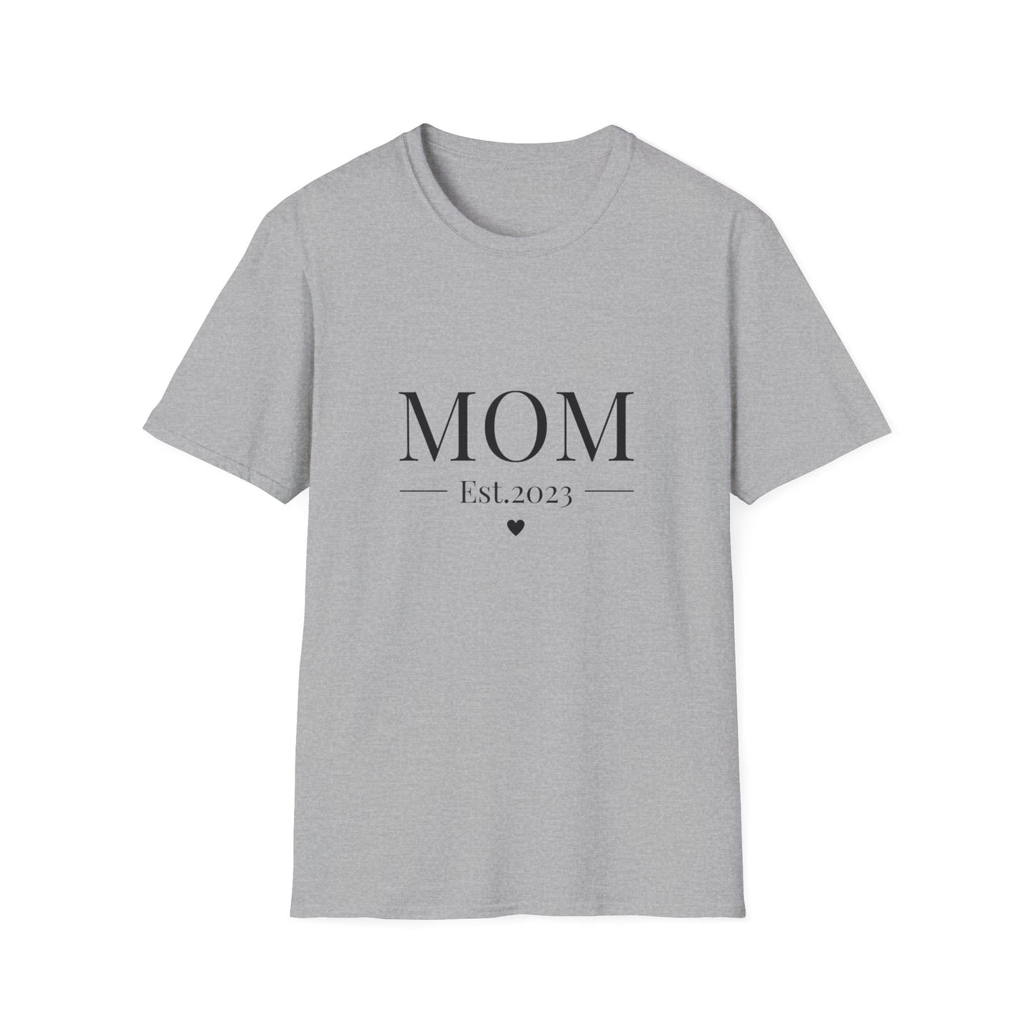 Mom Est. 2023 Unisex T-Shirt - Softstyle Tee for New Moms