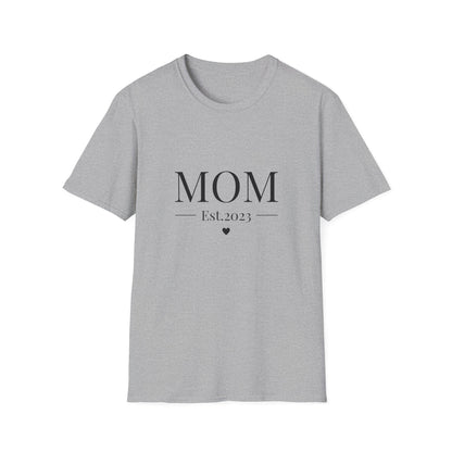 Mom Est. 2023 Unisex T-Shirt - Softstyle Tee for New Moms