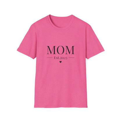 Mom Est. 2023 Unisex T-Shirt - Softstyle Tee for New Moms