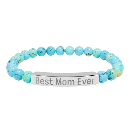 Natural Stone Stretch Bar Bracelet Personalize (Engraving) Mother's Day