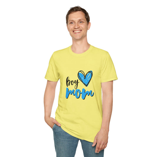 Boy Love Mom Unisex Softstyle T-Shirt | Perfect for Family Days and Celebrations
