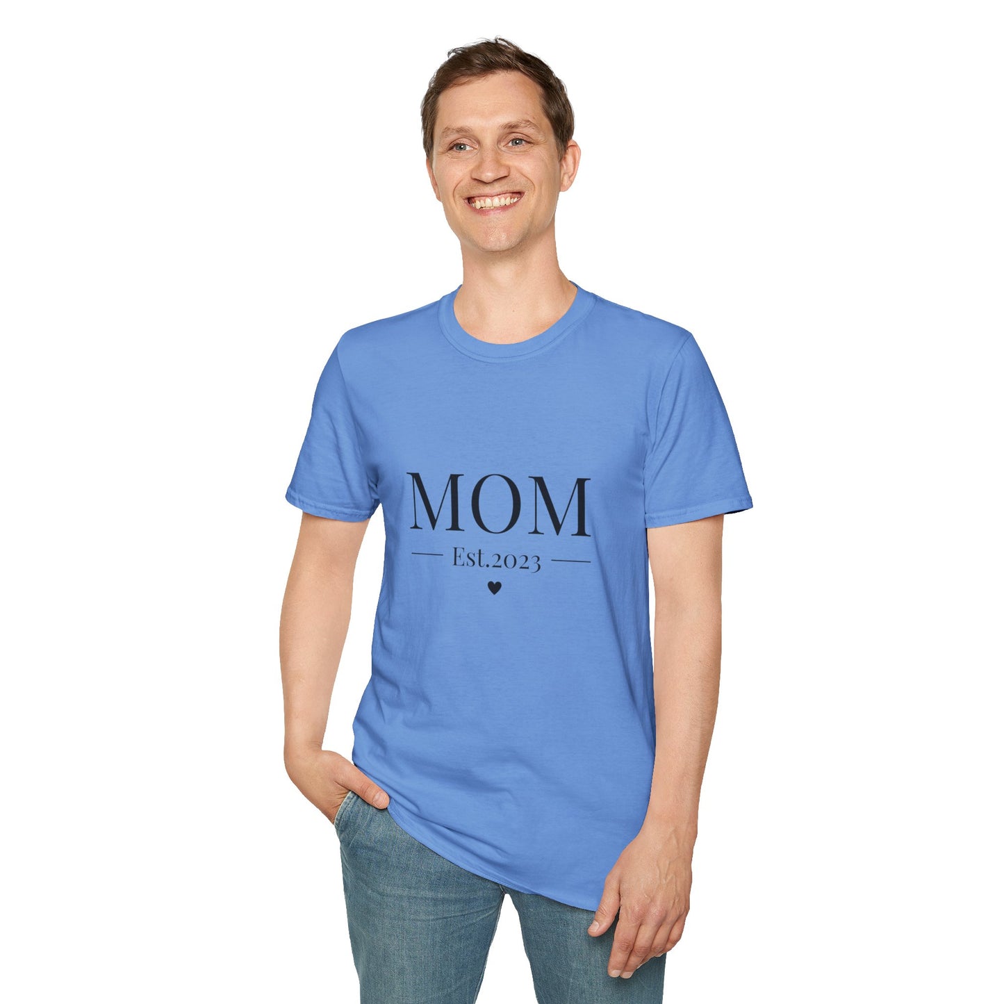 Mom Est. 2023 Unisex T-Shirt - Softstyle Tee for New Moms