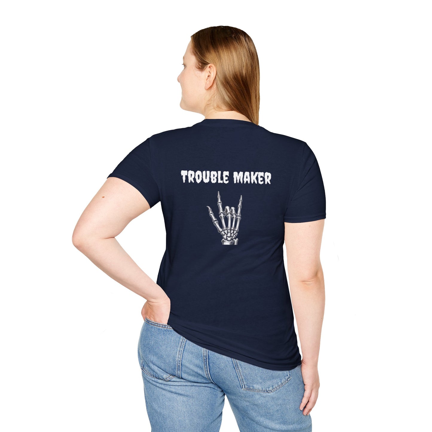 Trouble Maker Skeleton Hands Unisex Softstyle T-Shirt | Graphic Tee for Music Lovers, Gift for Concert Goers, Casual Wear, Halloween Top, [...]