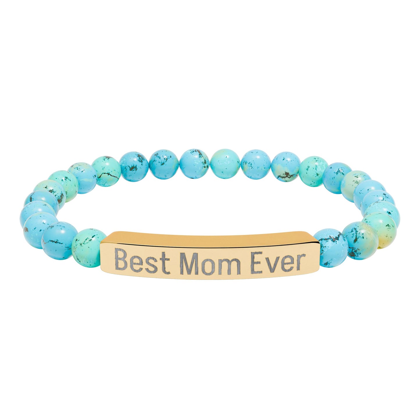 Natural Stone Stretch Bar Bracelet Personalize (Engraving) Mother's Day