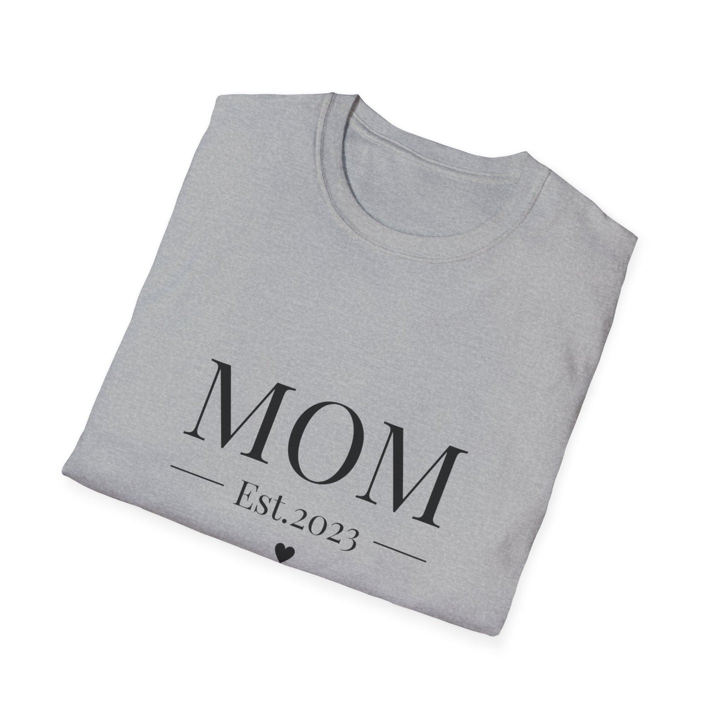 Mom Est. 2023 Unisex T-Shirt - Softstyle Tee for New Moms
