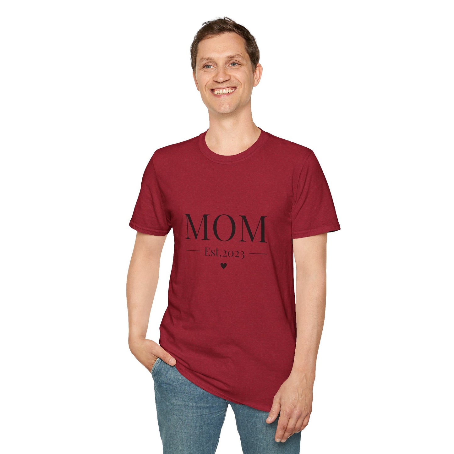 Mom Est. 2023 Unisex T-Shirt - Softstyle Tee for New Moms