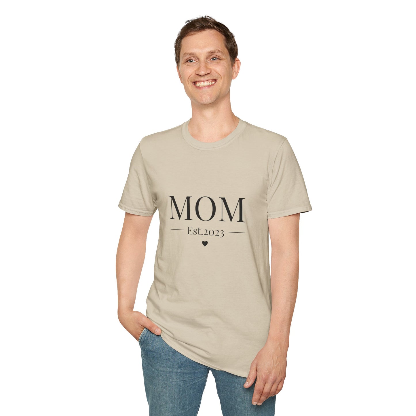 Mom Est. 2023 Unisex T-Shirt - Softstyle Tee for New Moms
