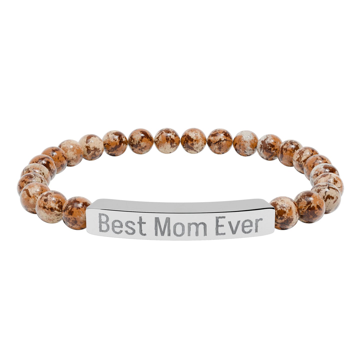 Natural Stone Stretch Bar Bracelet Personalize (Engraving) Mother's Day