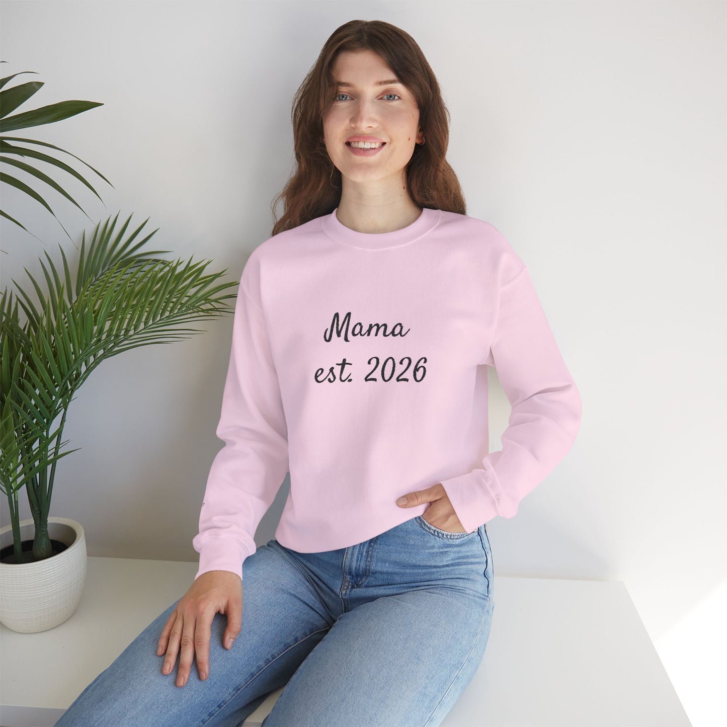 Unisex Mother's day Mama with Child Names Personalize Embroider Heavy Blend™ Crewneck Sweatshirt