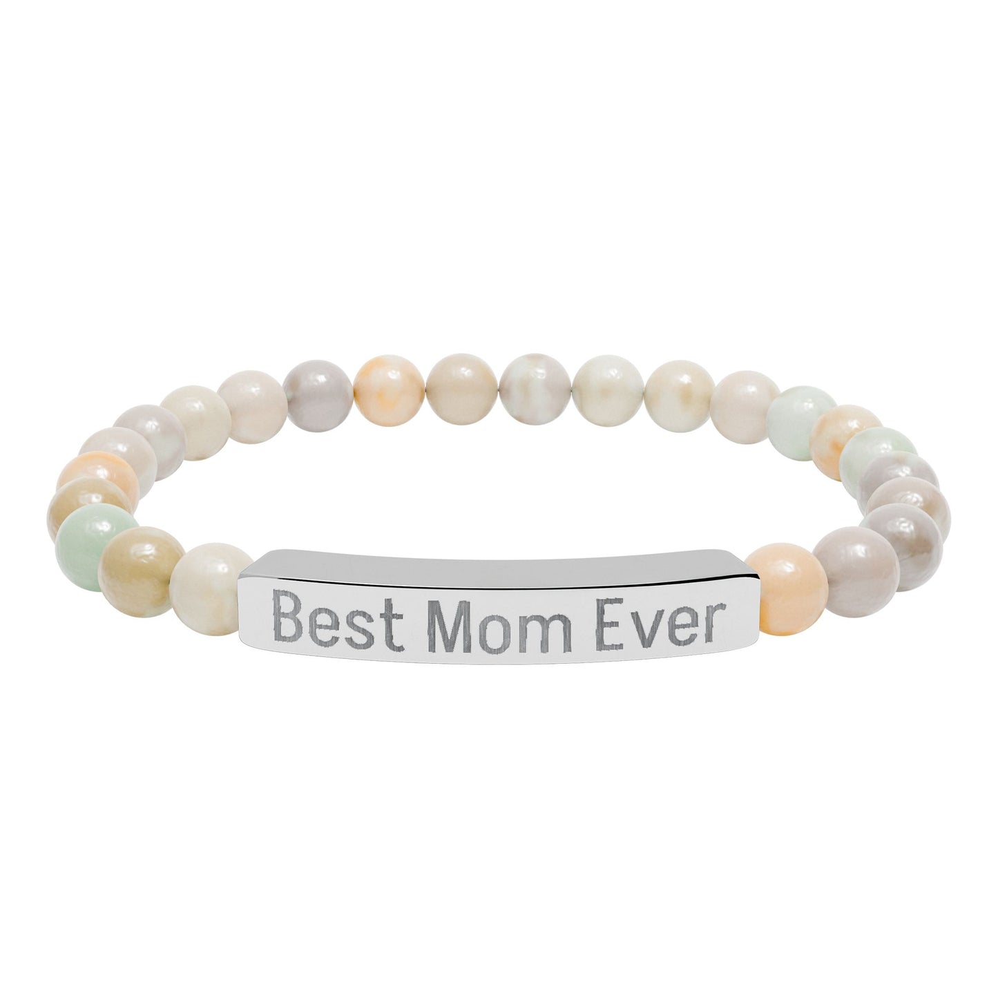 Natural Stone Stretch Bar Bracelet Personalize (Engraving) Mother's Day