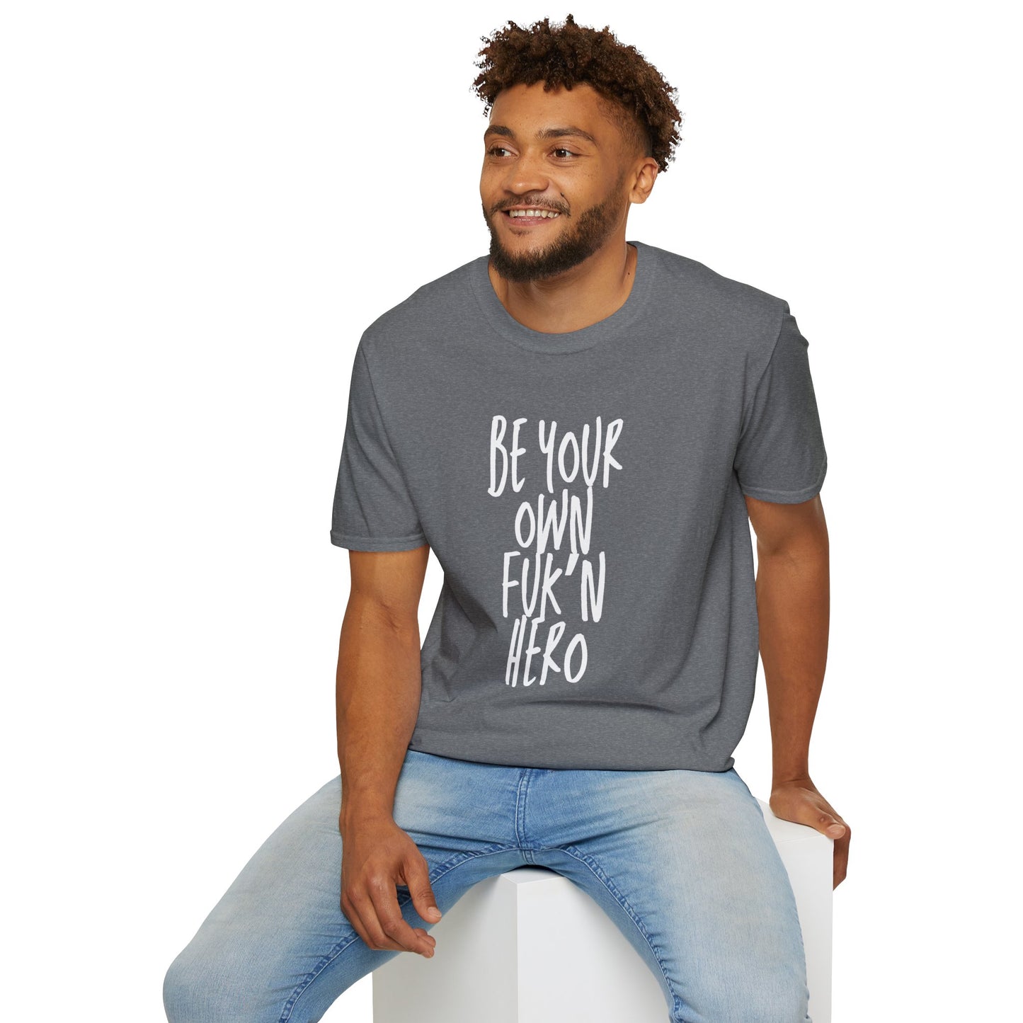 Be Your Own Hero Unisex Softstyle T-Shirt, Casual Graphic Tee, Comfortable Daily Wear, Great for Gifting, Perfect for Holidays