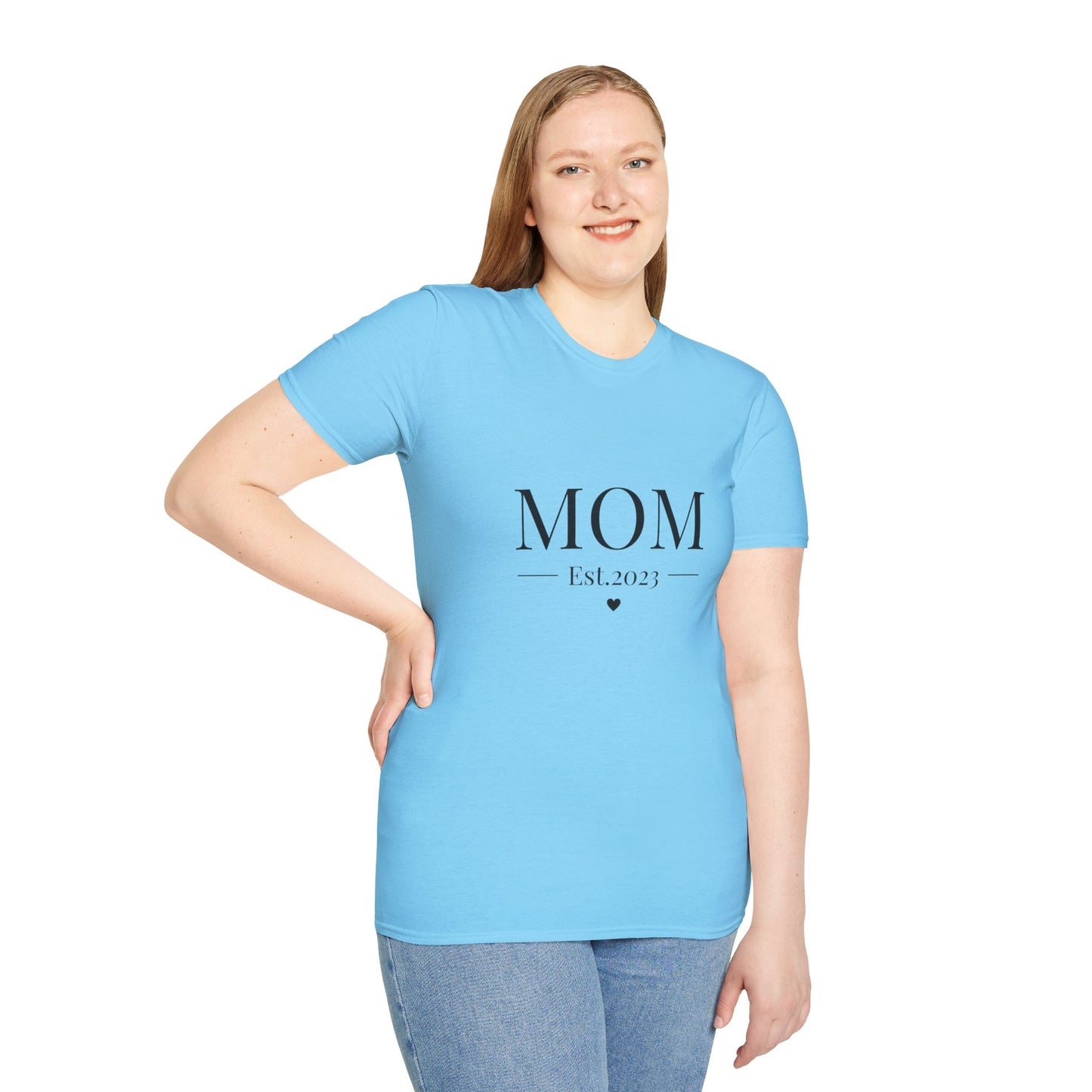 Mom Est. 2023 Unisex T-Shirt - Softstyle Tee for New Moms