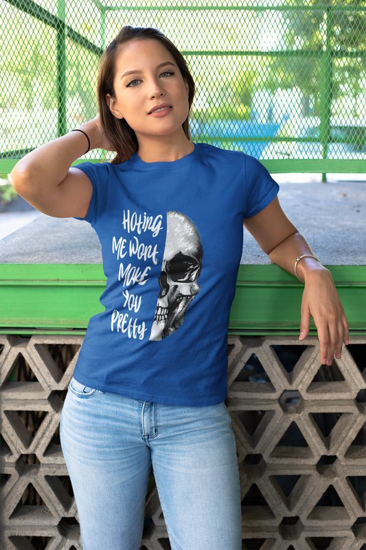 Hating Me Wont Make you Pretty Skull Graphic Unisex T-Shirt | Edgy Casual Wear, Halloween Costume, Alternative Fashion, Gifts for Him, Gifts for Her