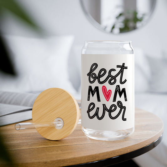 Best Mom Ever Sipper Glass, 16oz - Stylish and Eco-Friendly Drinkware for Moms