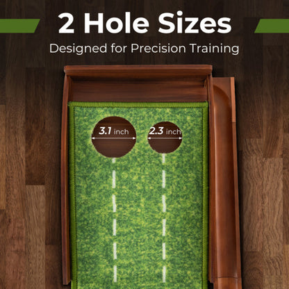 Golf Putting Mat Practice Training Aid With Auto Ball Return And 2 Hole Sizes