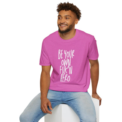 Be Your Own Hero Unisex Softstyle T-Shirt, Casual Graphic Tee, Comfortable Daily Wear, Great for Gifting, Perfect for Holidays