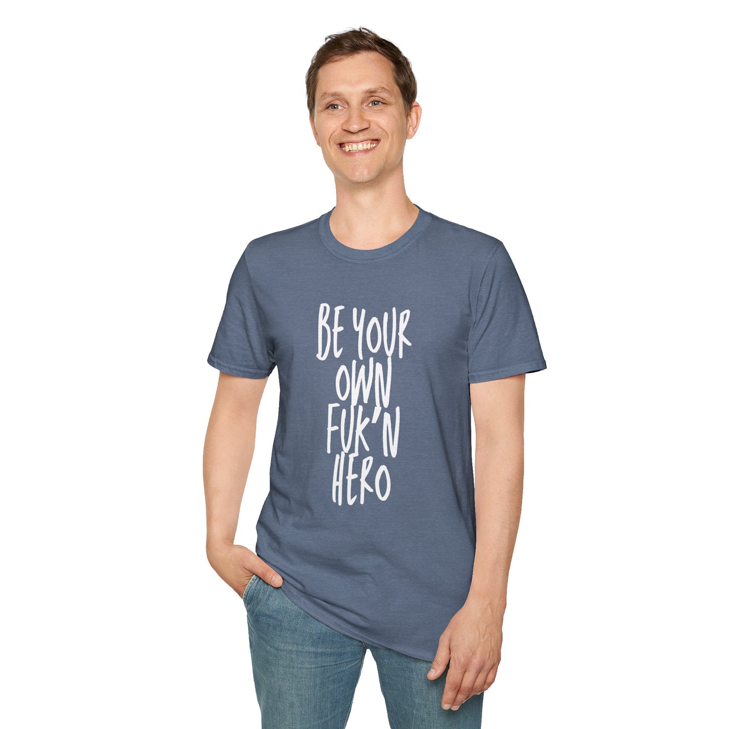 Be Your Own Hero Unisex Softstyle T-Shirt, Casual Graphic Tee, Comfortable Daily Wear, Great for Gifting, Perfect for Holidays
