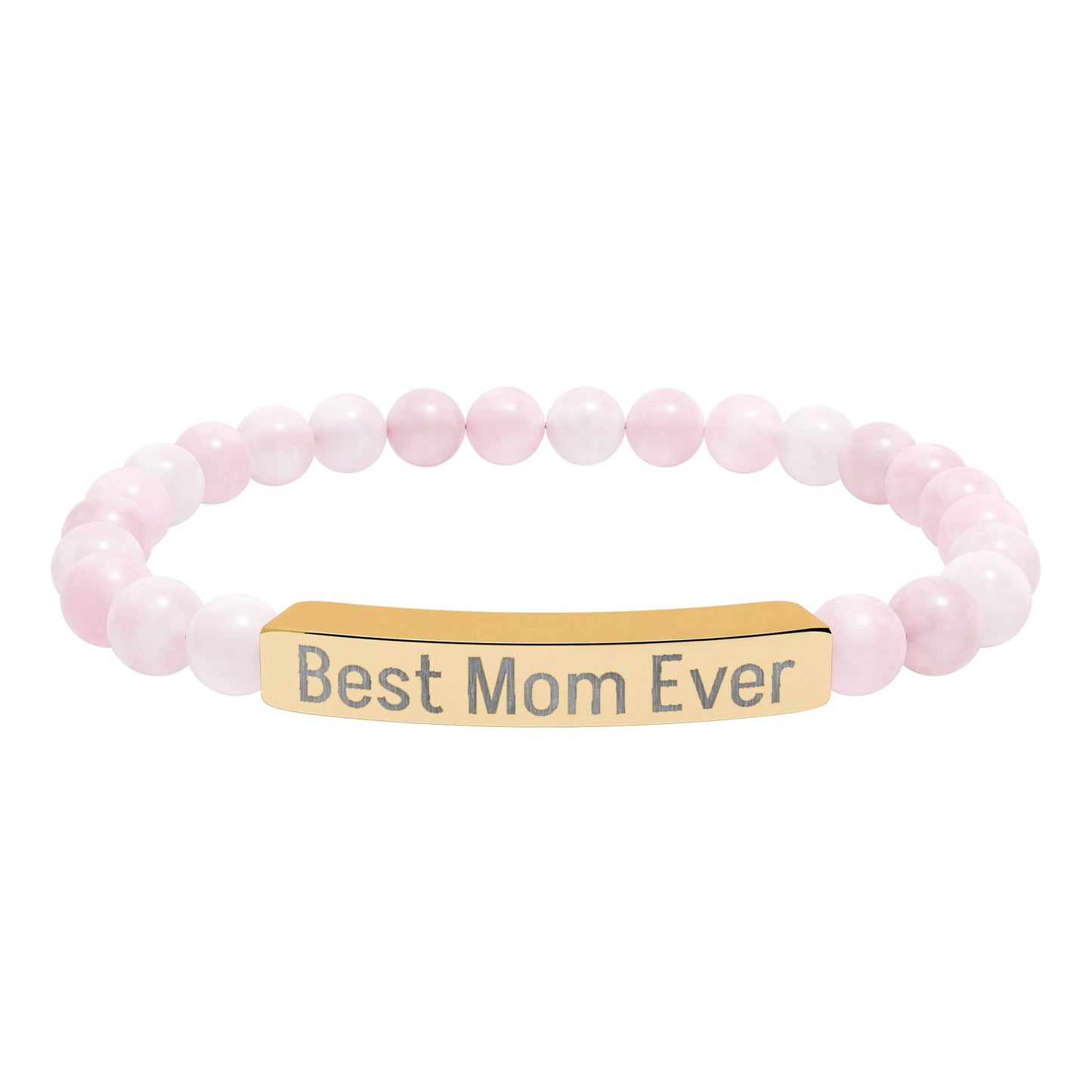 Natural Stone Stretch Bar Bracelet Personalize (Engraving) Mother's Day