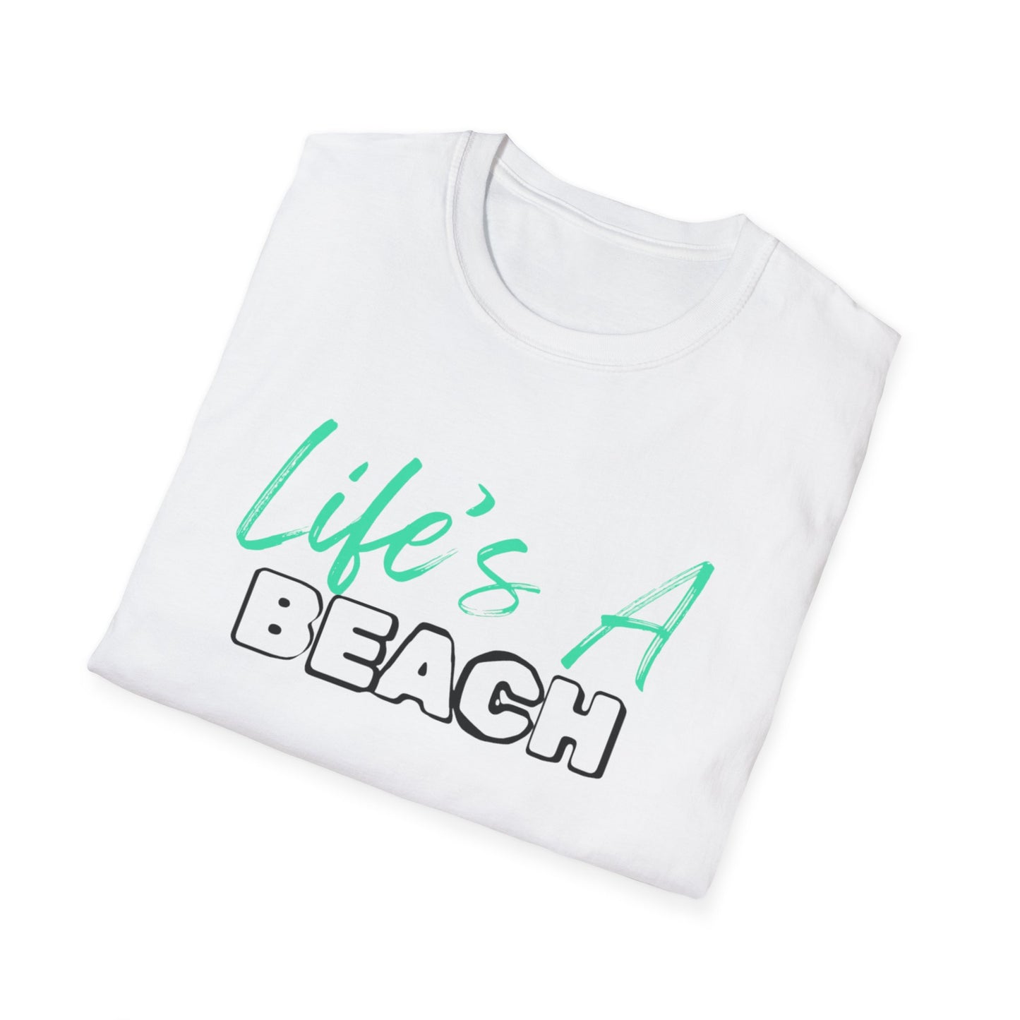 Life's A Beach Unisex Softstyle T-Shirt, Summer Vacation Tee, Beach Party Shirt, Casual Wear, Gift for Beach Lovers