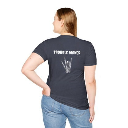 Trouble Maker Skeleton Hands Unisex Softstyle T-Shirt | Graphic Tee for Music Lovers, Gift for Concert Goers, Casual Wear, Halloween Top, [...]