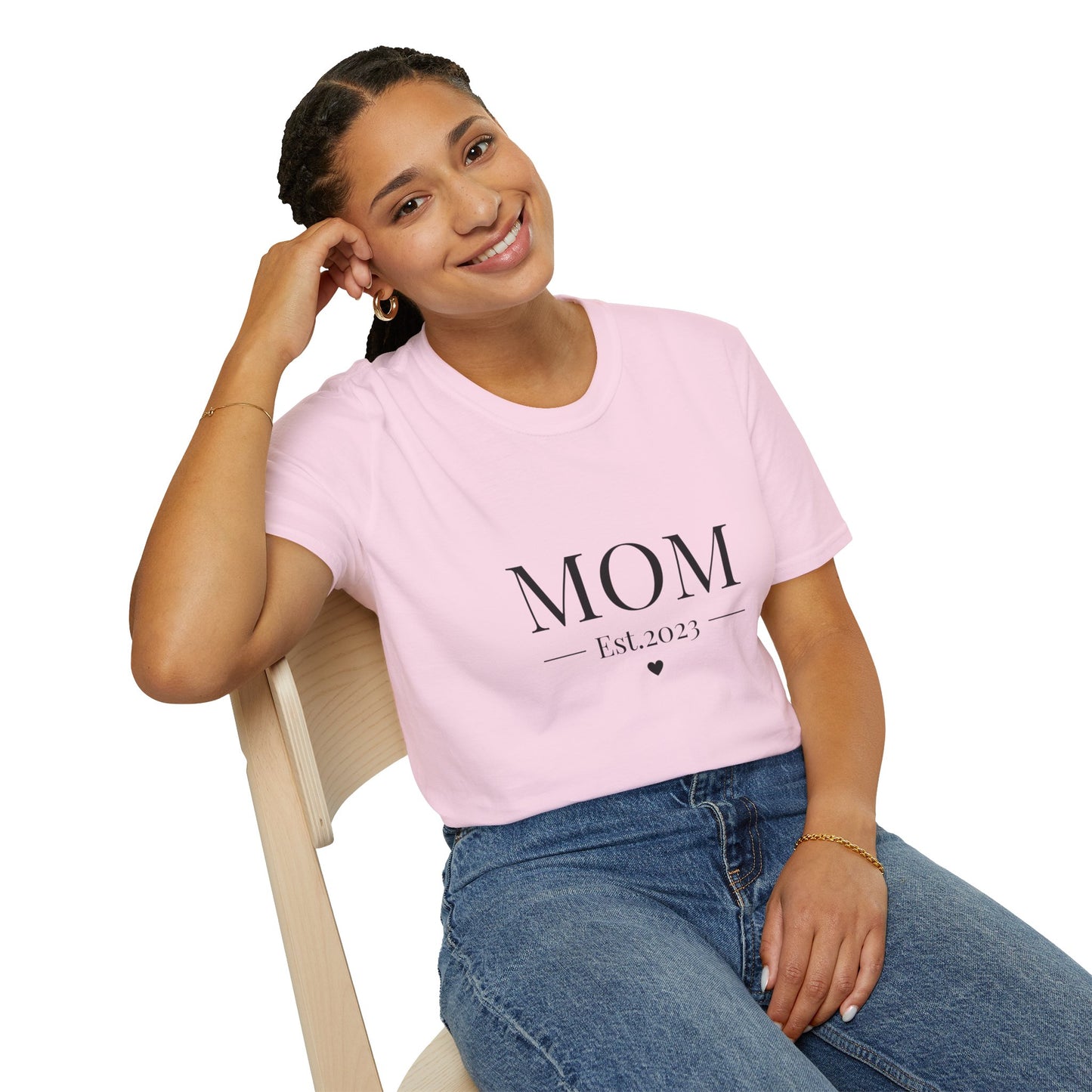 Mom Est. 2023 Unisex T-Shirt - Softstyle Tee for New Moms