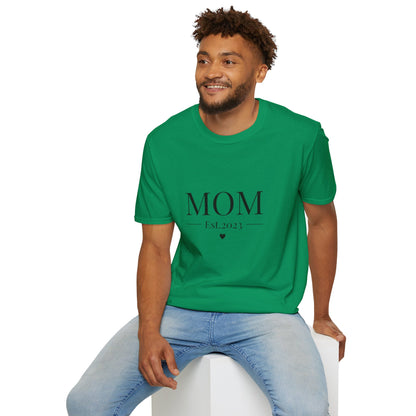 Mom Est. 2023 Unisex T-Shirt - Softstyle Tee for New Moms