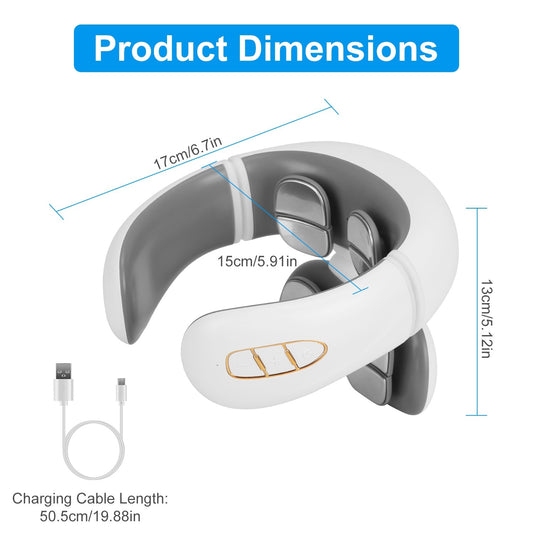 1 Set EMS Neck Massager With Heat Cordless Cervical Neck Massager EMS Neck Massager With 6 Modes 15 Intensity Levels Remote Control