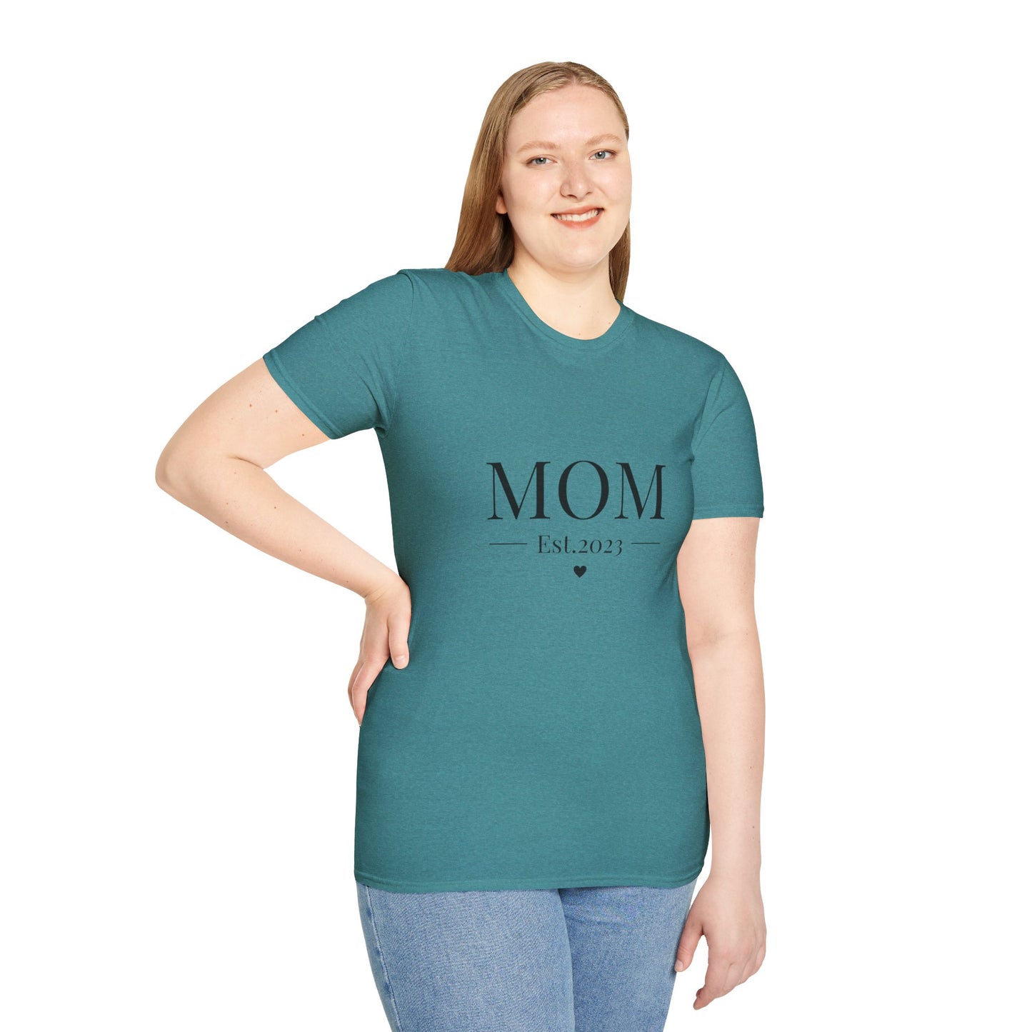 Mom Est. 2023 Unisex T-Shirt - Softstyle Tee for New Moms