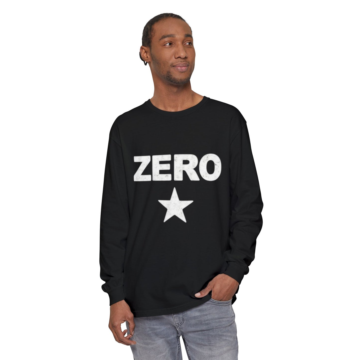 Unisex Long Sleeve T-Shirt with 'ZERO' Design - Casual Comfort for Everyday Wear